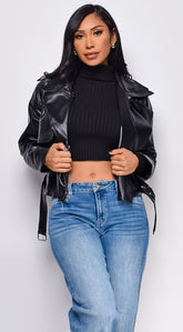 Piper Faux Leather Jacket - Black